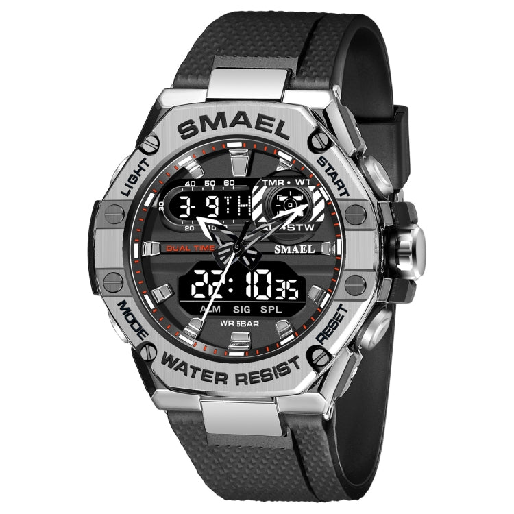 SMAEL 8066 Outdoor Electronic Sports Watch Alloy Colorful Multifunctional Men Watch(Silver) - Sport Watches by SMAEL | Online Shopping UK | buy2fix