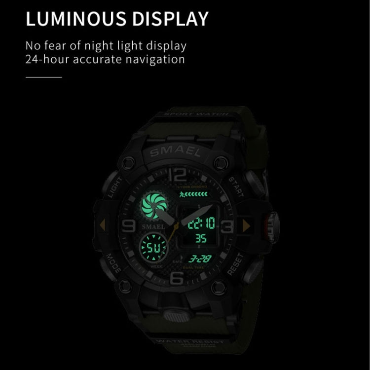 SMAEL 8055 Large Dial Sports Outdoor Waterproof Luminous Multifunctional Electronic Watch(Army Green) - Sport Watches by SMAEL | Online Shopping UK | buy2fix