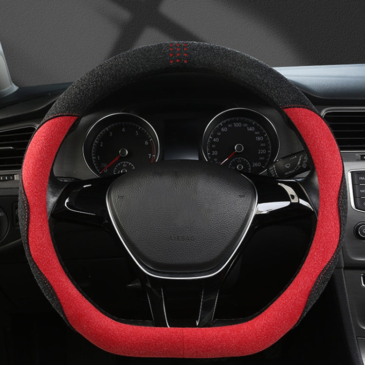 Turned Fur D Type Steering Wheel Cover, Size: 38cm(Black Red) - In Car by buy2fix | Online Shopping UK | buy2fix