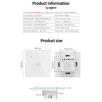 Tuya ZigBee 40A Smart High Power Water Heater Light Air Conditioner Switch Time Voice Remote Control(Black) - Consumer Electronics by buy2fix | Online Shopping UK | buy2fix