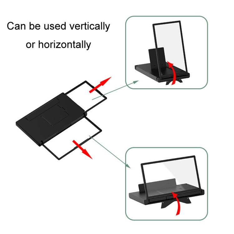 12-Inch Dual-HD Lens Horizontal Vertical Mobile Phone Screen Amplifier(Black) - Screen Magnifier by buy2fix | Online Shopping UK | buy2fix