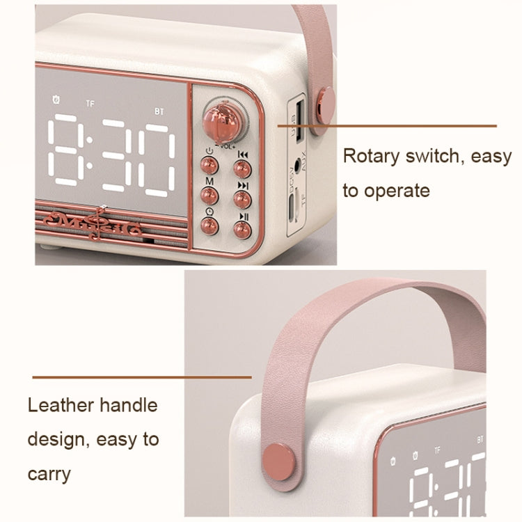 S11 Handheld Retro Alarm Clock Bluetooth Speaker Desktop Portable Clock(Pink) - Desktop Speaker by buy2fix | Online Shopping UK | buy2fix