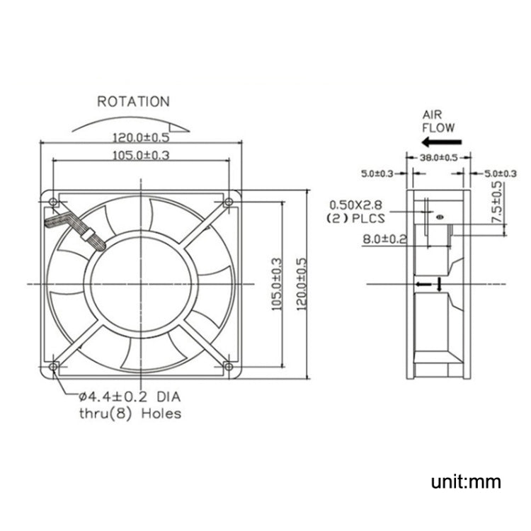 XIN RUI FENG XRX12038 380V Double Roller Cooling Fan 12cm Cabinet Power Distribution Cabinet Shaft -  by XIN RUI FENG | Online Shopping UK | buy2fix