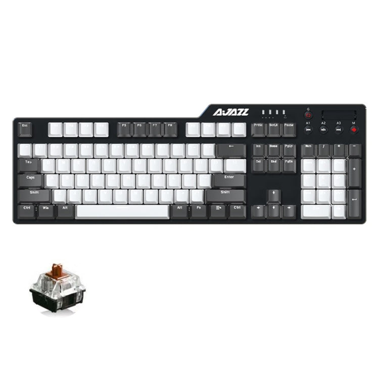 Ajazz AK35I 110 Keys White Light Backlight PBT Keycap Wired Mechanical Keyboard Tea Shaft (Gray White) - Wired Keyboard by Ajazz | Online Shopping UK | buy2fix