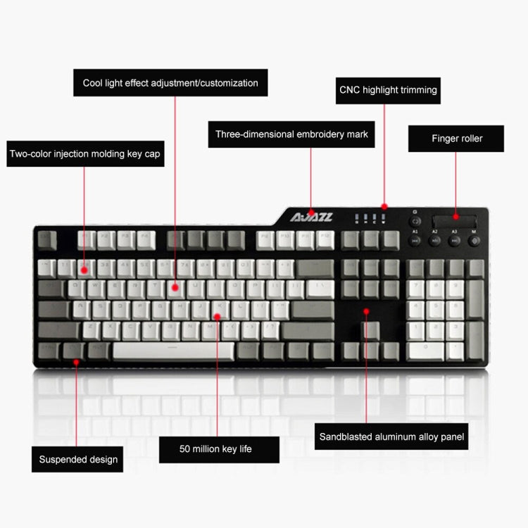 Ajazz AK35I 110 Keys White Light Backlight PBT Keycap Wired Mechanical Keyboard Tea Shaft (Gray White) - Wired Keyboard by Ajazz | Online Shopping UK | buy2fix