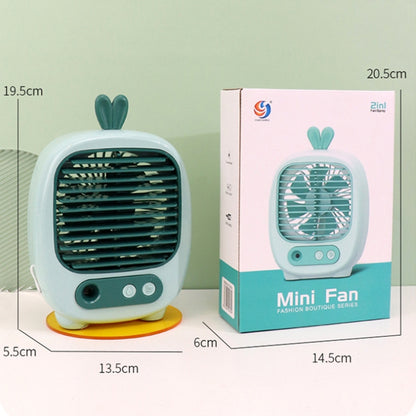 1315 Spray Humidification Hydrating Cartoon Fan USB Charging Desktop Fan(Deer Green) - Electric Fans by buy2fix | Online Shopping UK | buy2fix