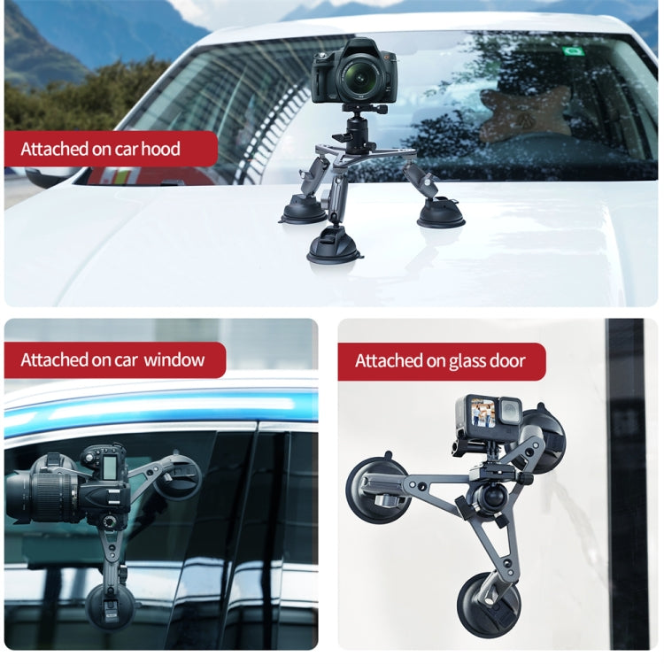 TELESIN Suction Cup Action Camera Tripod Mount for Car Holder Stand Bracket - Holder by TELESIN | Online Shopping UK | buy2fix