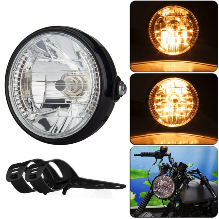 Motorcycle 7 Inch LED Headlamp Angel Ring Steering Function With Bracket(Shock Absorber Diameter 35-43MM) - Headlights by buy2fix | Online Shopping UK | buy2fix