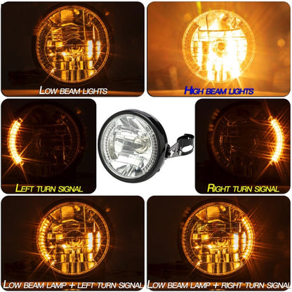 Motorcycle 7 Inch LED Headlamp Angel Ring Steering Function With Bracket(Shock Absorber Diameter 35-43MM) - Headlights by buy2fix | Online Shopping UK | buy2fix