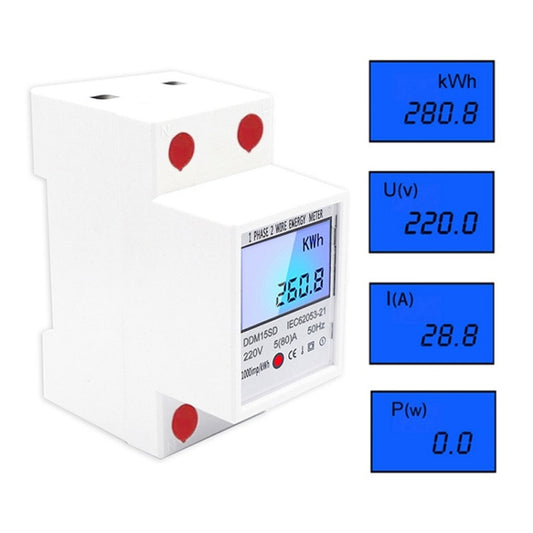 DDM15SD 5 (32) A Single-phase Multi-function Rail Meter with Backlight LCD Display - Current & Voltage Tester by buy2fix | Online Shopping UK | buy2fix