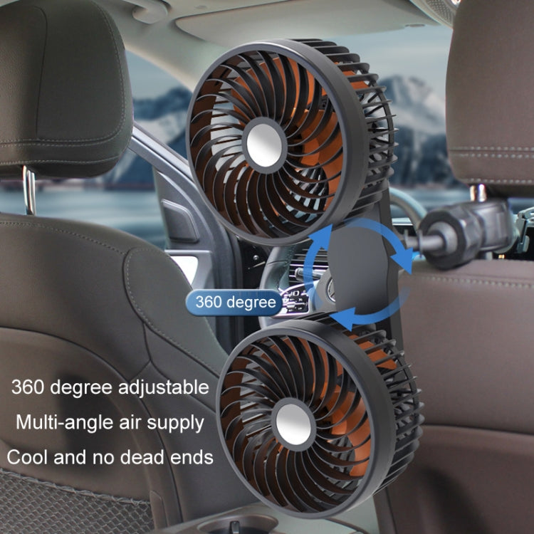 F6207 Car Rear Seat Zip Lock USB Double Head Fan, Model: USB - Heating & Fans by buy2fix | Online Shopping UK | buy2fix