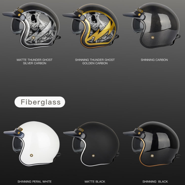 SOMAN Motorcycle Four Seasons Carbon Fiber Half Helmet, Color: Carbon Fiber Gold Lightning(L) - Helmets by SOMAN | Online Shopping UK | buy2fix