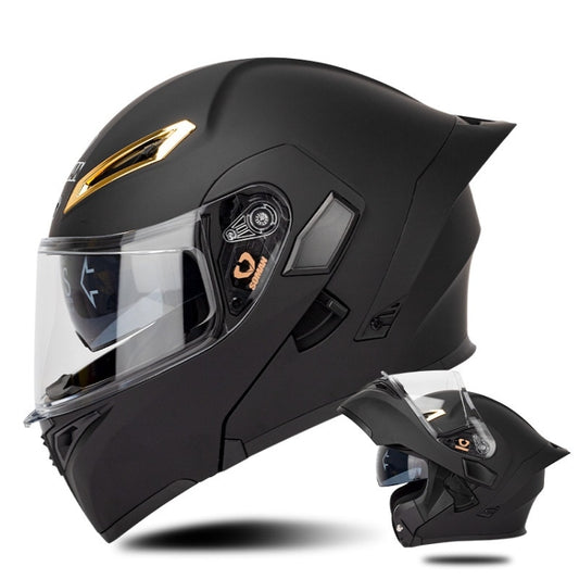 SOMAN Motorcycle Dual Lens Riding Peel-Off Full Coverage Helmet, Size: XXL(Matt Black) - Helmets by SOMAN | Online Shopping UK | buy2fix