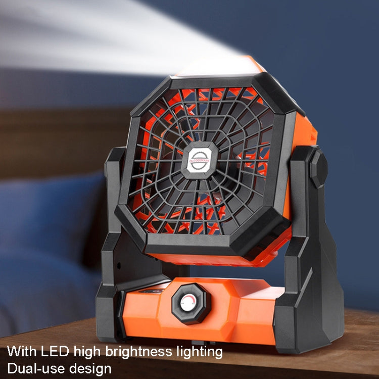 Outdoor Infinitely Variable Speed Portable Large Wind Charging Camping Lighting Fan(Black Orange) - Electric Fans by buy2fix | Online Shopping UK | buy2fix