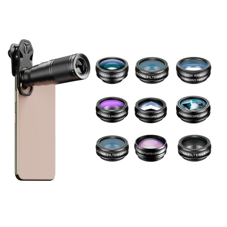 APEXEL APL-22XDG9 22X External Camera Adjustable Focus Mobile Phone Lens(10 in 1) - Telescope & Microscope by APEXEL | Online Shopping UK | buy2fix