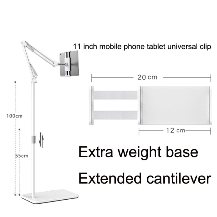 175cm Mobile Phone Tablet Live Broadcast Bedside Lifting Bracket Telescopic Cantilever Model (White) - Lazy Bracket by buy2fix | Online Shopping UK | buy2fix