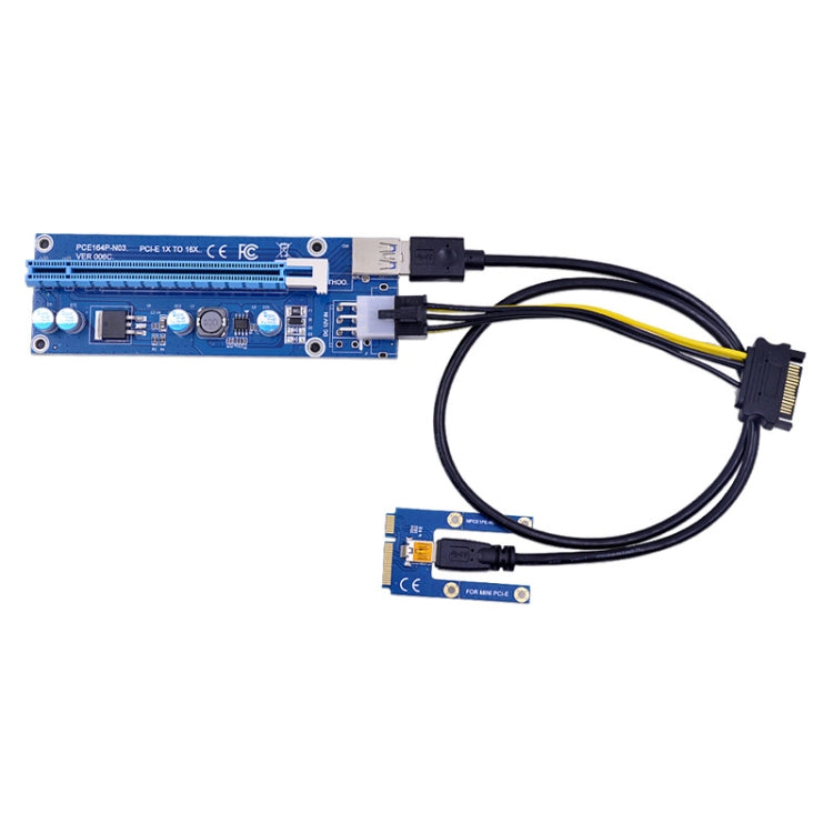 PCE164P-N03 VER006C Mini PCI-E 1X To 16X Riser For Laptop External Image Card, Spec: Blue Board 6pin - Add-on Cards by buy2fix | Online Shopping UK | buy2fix