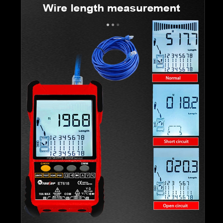 TOOLTOP 600m/1968ft Network Cable Length 2 in 1 Network Cable Finder Multimeter(7 pcs/set) - Digital Multimeter by TOOLTOP | Online Shopping UK | buy2fix