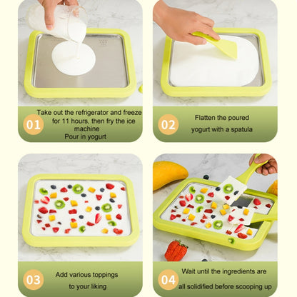 Mini Household Fried Yogurt Machine Children Homemade DIY Fried Ice Tray, Color: Aluminum Alloy White 22.5x17.5cm - Yogurt Machine by buy2fix | Online Shopping UK | buy2fix