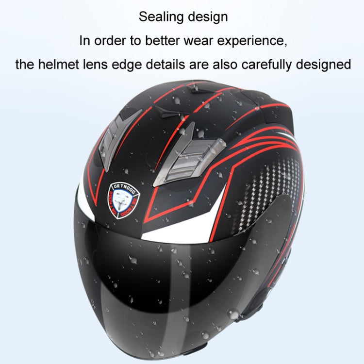 KUQIBAO Motorcycle Smart Bluetooth Sun Protection Double Lens Safety Helmet, Size: M(Bright Black Phantom Fiber+Gray Tail) - Helmets by KUQIBAO | Online Shopping UK | buy2fix