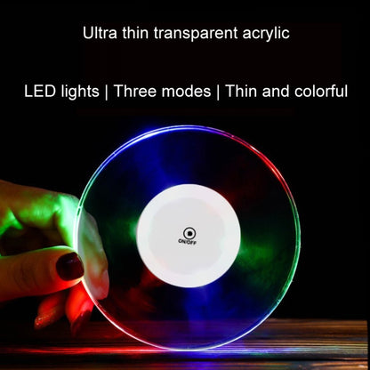 100x4mm Octagonal LED Light Up Acrylic Coaster Transparent Crystal Base(Colorful Light) - Car Drink Holders by buy2fix | Online Shopping UK | buy2fix