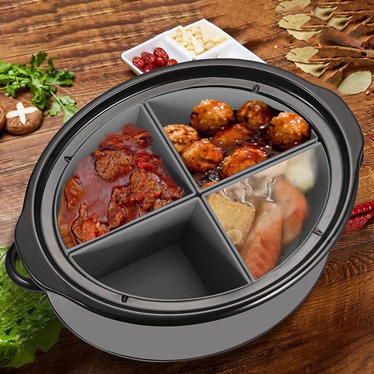 For Crockpot 6QT Slow Cooker Silicone Liners Divider Reusable Leak Proof Mats, Spec: Black 3 Compartments - Kitchen Machine Accessories by buy2fix | Online Shopping UK | buy2fix