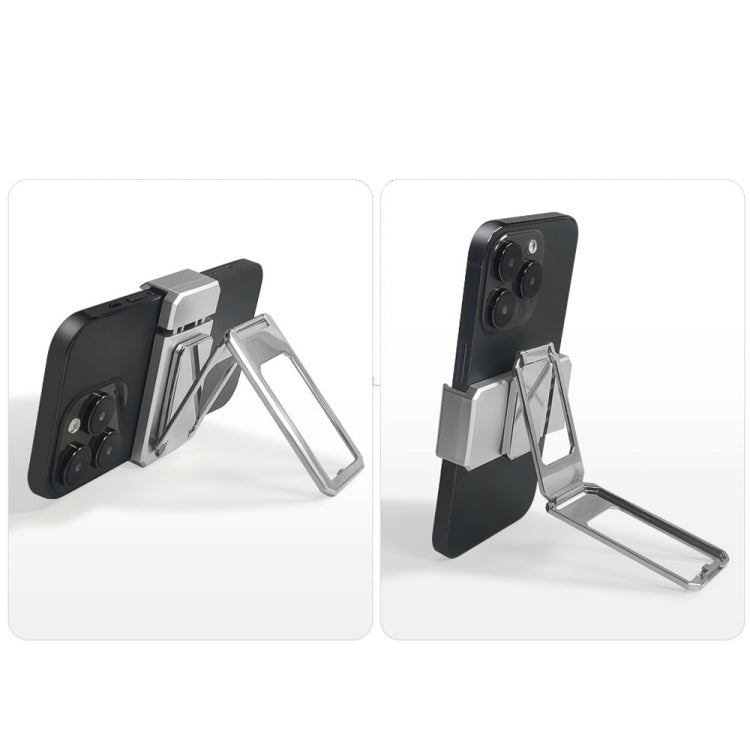 Back Clip Double Ring Magnetic Metal Folding Phone Bracket Desktop Lazy Ring Phone Holder(Silver) - Ring Holder by buy2fix | Online Shopping UK | buy2fix