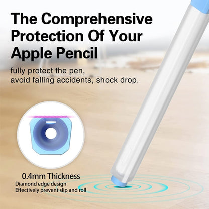 For Apple Pencil 2 Non-Slip Anti-Fall Translucent Segmented Pen Case(Sky Blue) - Pencil Accessories by buy2fix | Online Shopping UK | buy2fix