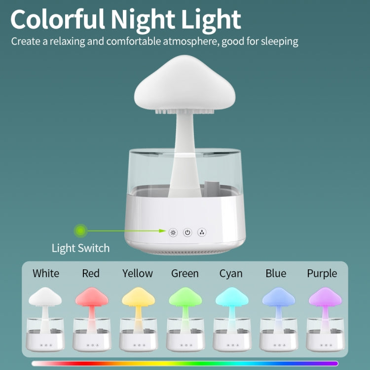 CH08 450ml Rain Humidifier Mushroom Cloud Colorful Night Lamp Aromatherapy Machine, Style: With Remote Controller(White) - Air Purifiers & Accessories by buy2fix | Online Shopping UK | buy2fix