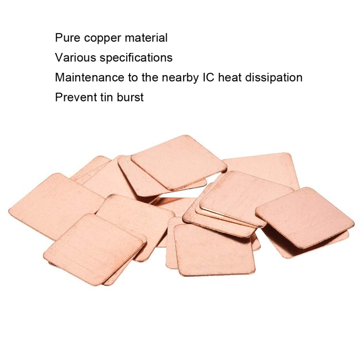 20pcs Laptop Cooling Copper Heat Sink Thermal Conductive Tabs Cell Phone Computer Graphics Card Heat Sinks 15x15x2.0mm - Others by buy2fix | Online Shopping UK | buy2fix