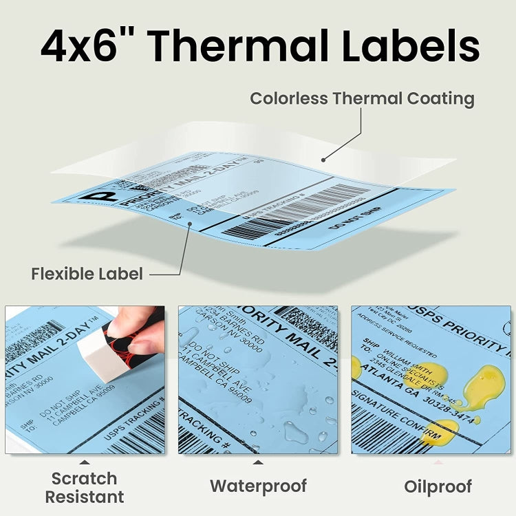 500sheets 4×6 Inch Stickers Thermal Label Paper For Phomemo PM-246S / PM-241BT / D520BT, Style: Folding Light Blue - Printer Accessories by buy2fix | Online Shopping UK | buy2fix