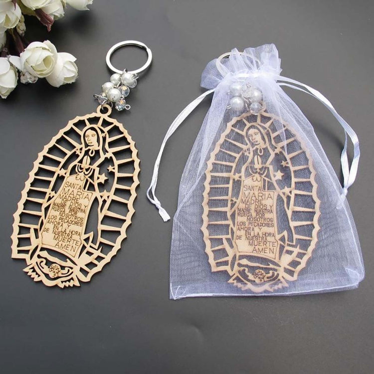 Wooden Sign Religious Baptismal Keychain(White) - Key Rings by buy2fix | Online Shopping UK | buy2fix