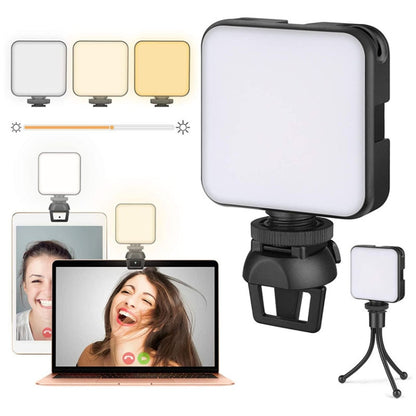 W64 64LEDs Video Conferencing Mobile Laptop Live Fill Light Photography Pocket Lamp, Spec: Clip+Tripod Set - Selfie Light by buy2fix | Online Shopping UK | buy2fix