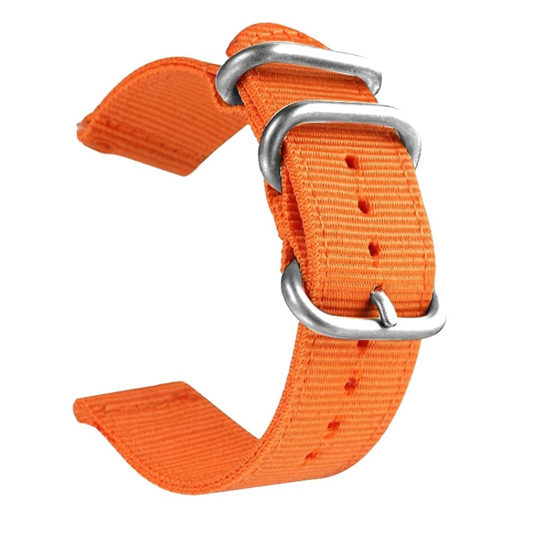 Washable Nylon Canvas Watchband, Band Width:24mm(Orange with Silver Ring Buckle) - Watch Accessories & Parts by buy2fix | Online Shopping UK | buy2fix