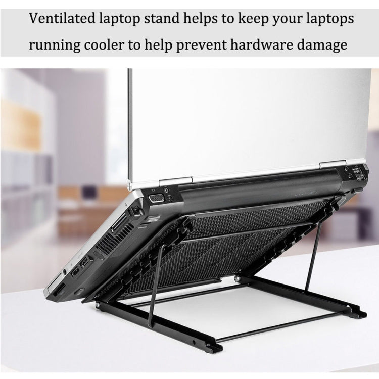 Portable Desktop Folding Cooling Metal Mesh Adjustable Ventilated Holder(Black) - Laptop Stand by buy2fix | Online Shopping UK | buy2fix