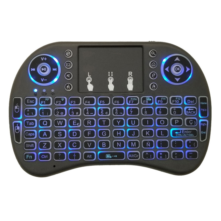 Support Language: Spanish i8 Air Mouse Wireless Backlight Keyboard with Touchpad for Android TV Box & Smart TV & PC Tablet & Xbox360 & PS3 & HTPC/IPTV - MINI PC Accessories & Gadgets by buy2fix | Online Shopping UK | buy2fix