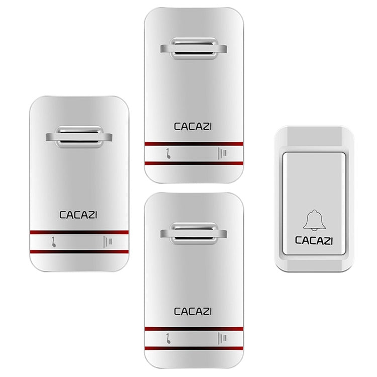 CACAZI V027G One Button Three Receivers Self-Powered Wireless Home Kinetic Electronic Doorbell, EU Plug - Wireless Doorbell by CACAZI | Online Shopping UK | buy2fix