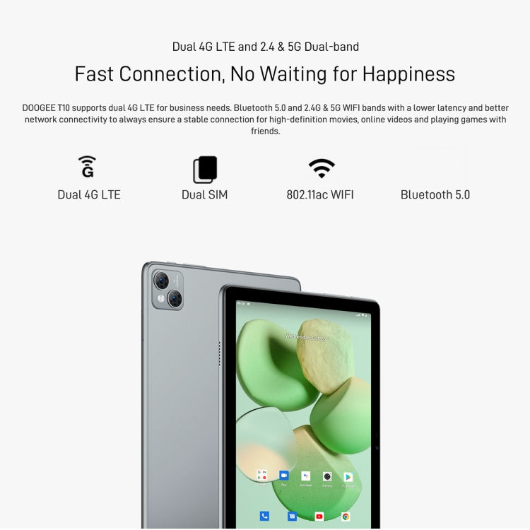 [HK Warehouse] DOOGEE T10 Tablet PC, 10.1 inch, 8GB+128GB, Android 12 Spreadtrum T606 Octa Core 1.6GHz, Support Dual SIM & WiFi & BT, Network: 4G, Global Version with Google Play(Grey) - Other by DOOGEE | Online Shopping UK | buy2fix