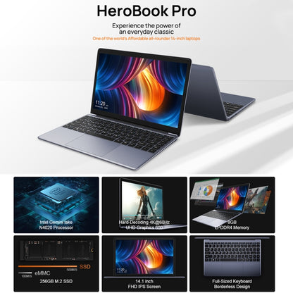 CHUWI HeroBook Pro, 14.1 inch, 8GB+256GB, Windows 11, Intel Gemini Lake N4020 Dual Core, EU Plug(Space Grey) - CHUWI by CHUWI | Online Shopping UK | buy2fix