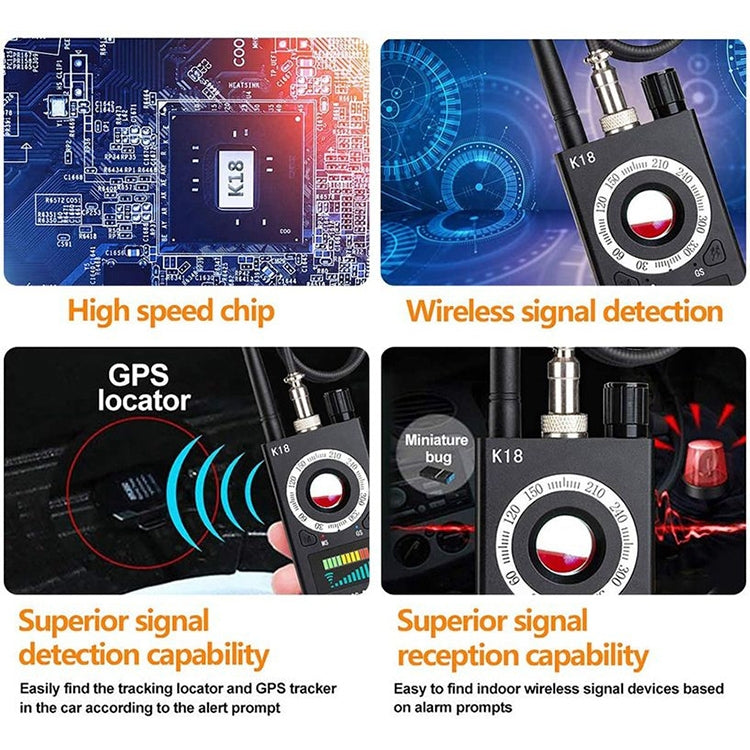 K18 Anti-sneak Sneak Shot Wireless GPS Detector Wireless Signal Detector - Security by buy2fix | Online Shopping UK | buy2fix